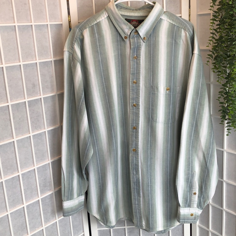 Greatland Apparel L/S Button Down Shirt, Greens & White, Like New Condition, XL